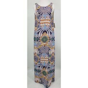 New Flynn Skye Market Maxi Dress Womens XS Boho Feather Print Pockets